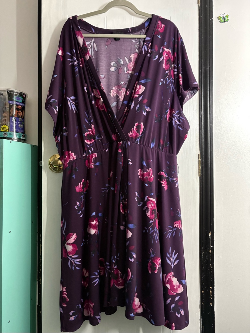 Torrid Plum Floral Top with Pink Blooms size 6